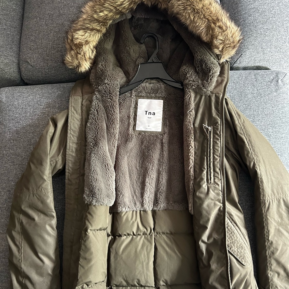 Tna Women’s Olive Jacket with Faux Fur Hood